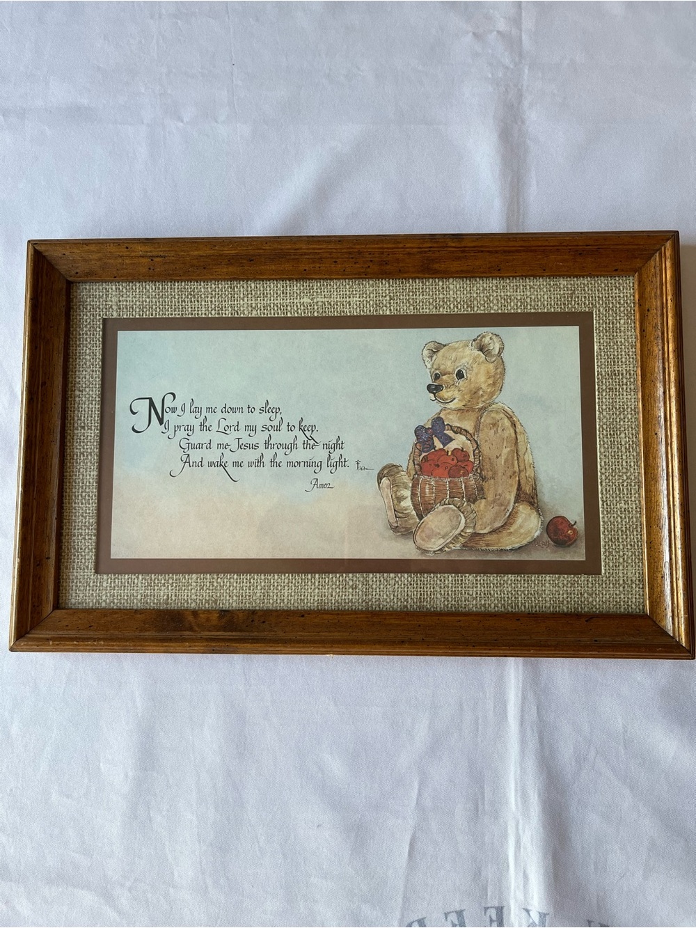 Vintage 1985 Home Interiors and Gifts Teddy Bear Framed Nursery Wall Art Print